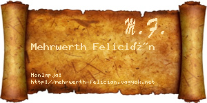 Mehrwerth Felicián névjegykártya
